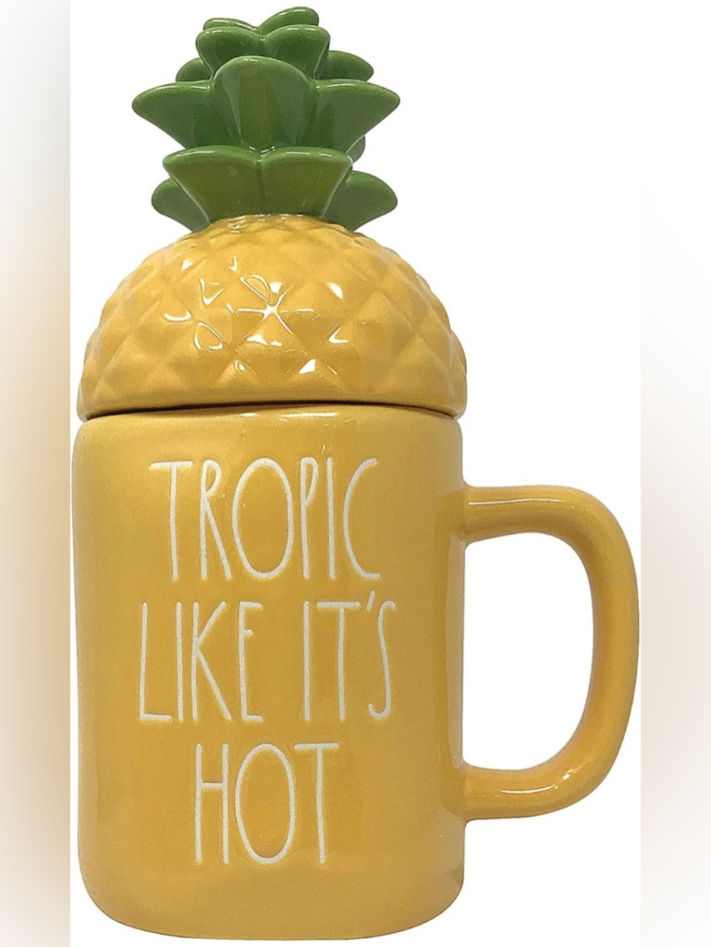 NEW Rae Dunn Tropic Like It’s Hot Pineapple Lid Ceramic Mug - Yellow & Green